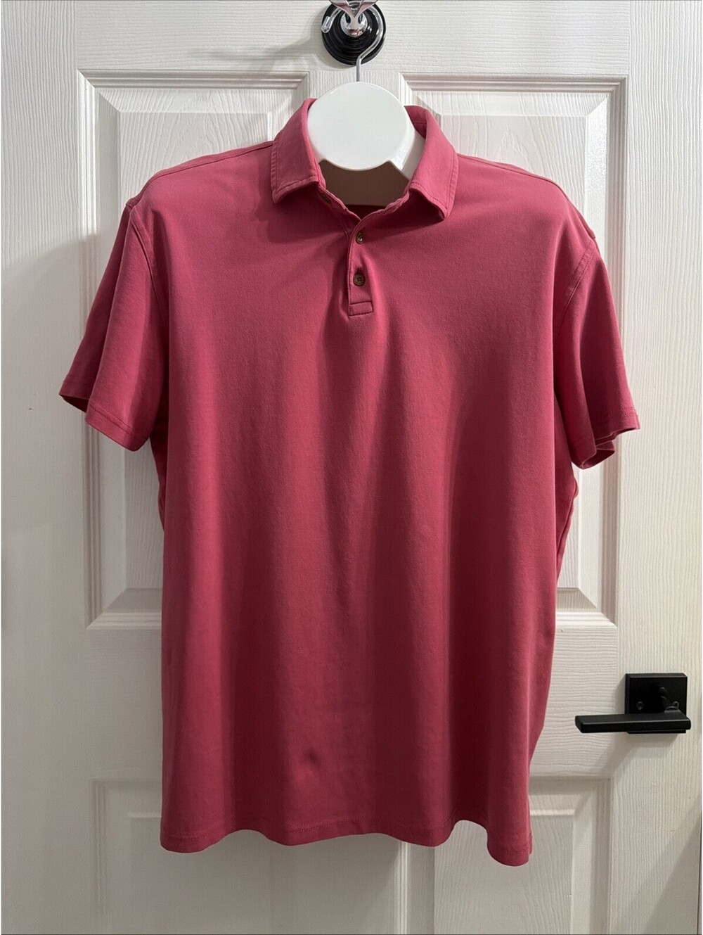 Tori Richard Honolulu Polo Shirt Men's L Dark Pink Short Slv Button Golf Casual